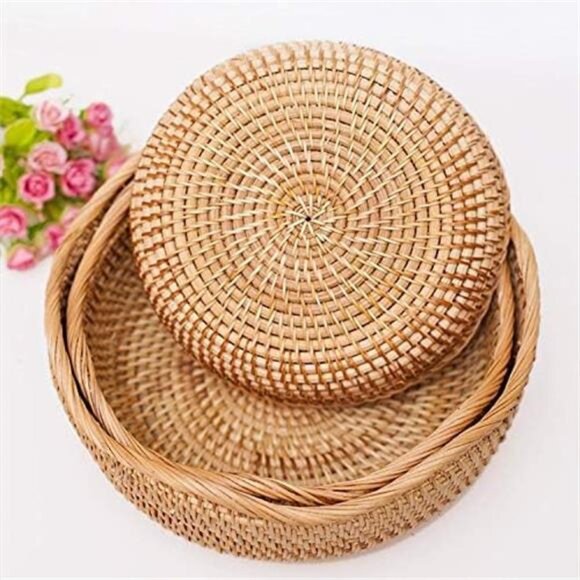 Bread Basket, Round Fruit Baskets, Wicker Storage Bowls - Picture 4 of 8